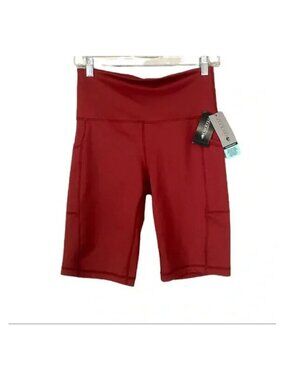 Ideology Women's High Rise, Side Pockets Ins. 10 Biker Shorts, Brown Size L